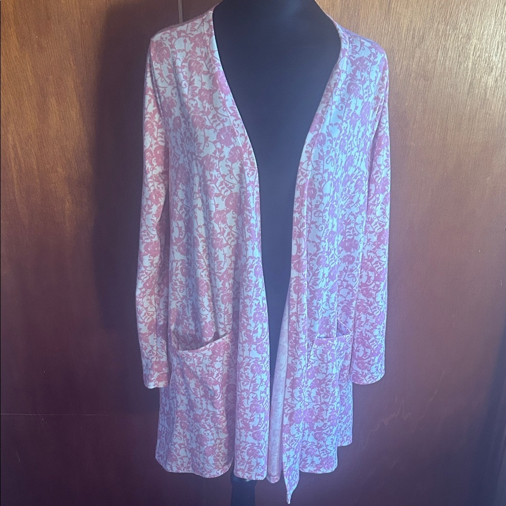 LuLaRoe Pink and White Cardigan